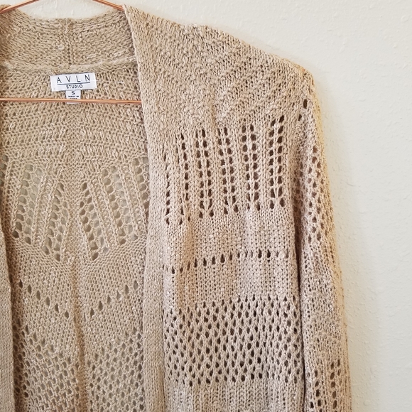 New AVLN STUDIO Open Knit Open Front Cardigan - Picture 2 of 7